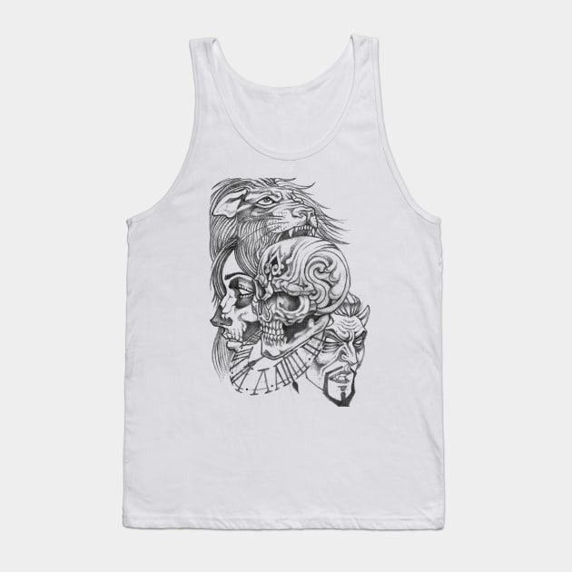 Skull Head Girl Tiger and the Devil Tank Top by dnlribeiro88